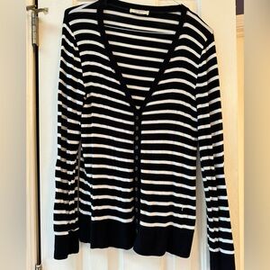 Black and white striped cardigan